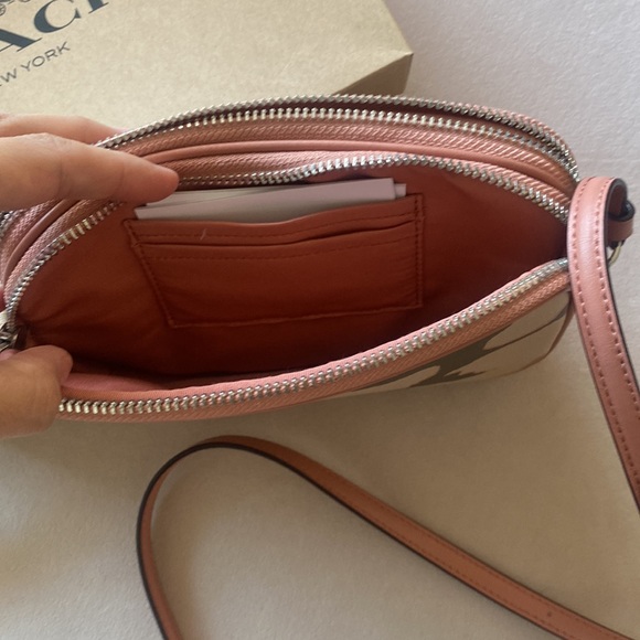 Coach Camo Print Khaki/Silver Crossbody Pouch - Picture 4 of 5